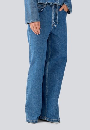 ISOLDEMDSOLID PANTS - Wide leg - dark-blue denim