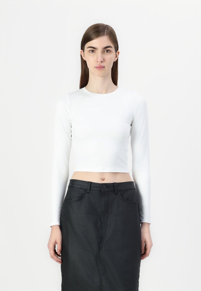 Hollister Co. SEAMLESS CREW - Top dugih rukava - bright white