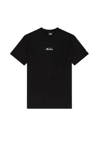Black cotton t-shirt with a crew neckline, short sleeves, and white "New Era" embroidered logo on the chest. Simple, classic design.
