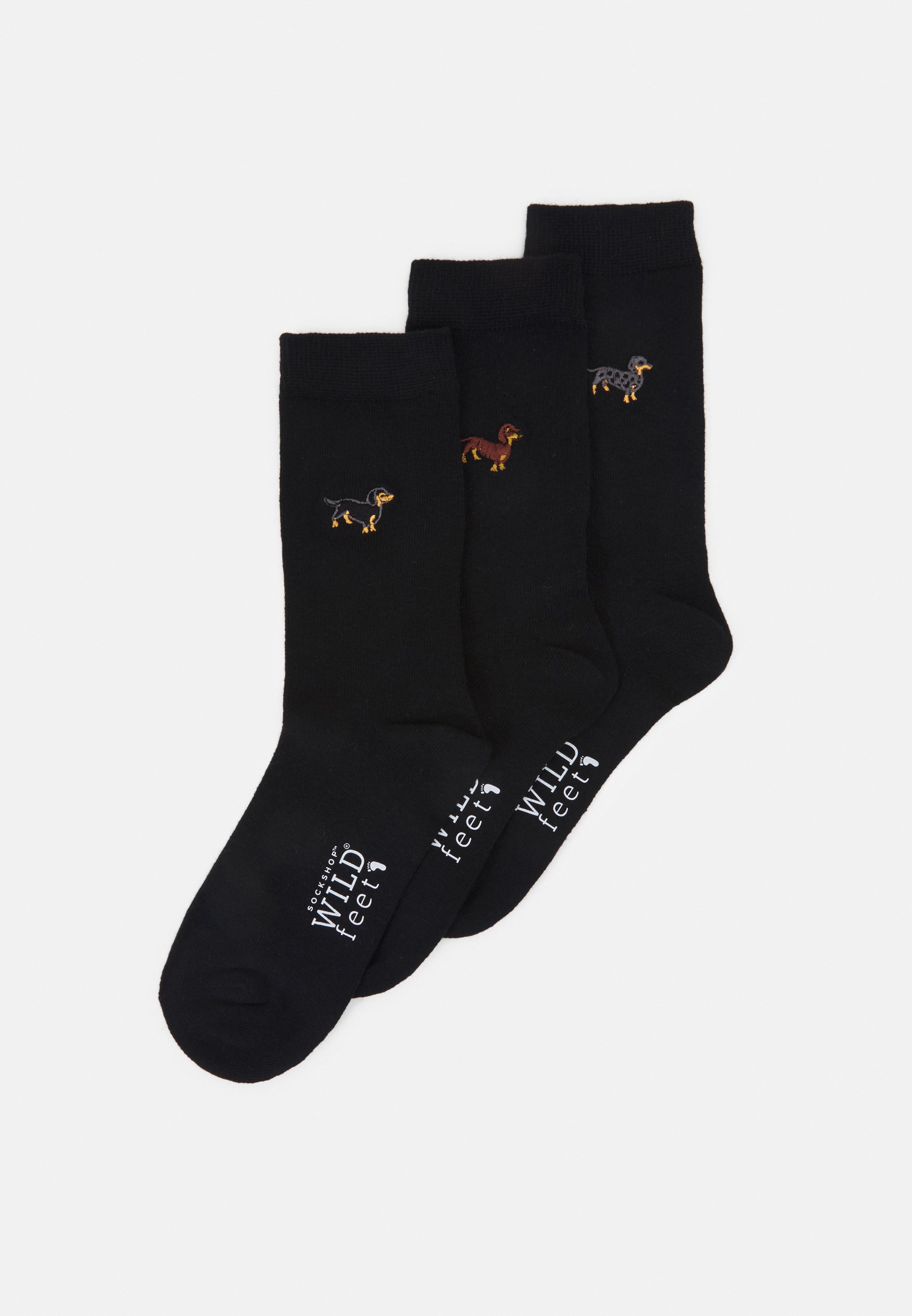 Wild Feet Embroidered Socks Dogs 3 Pack Socken Black Schwarz Zalando At