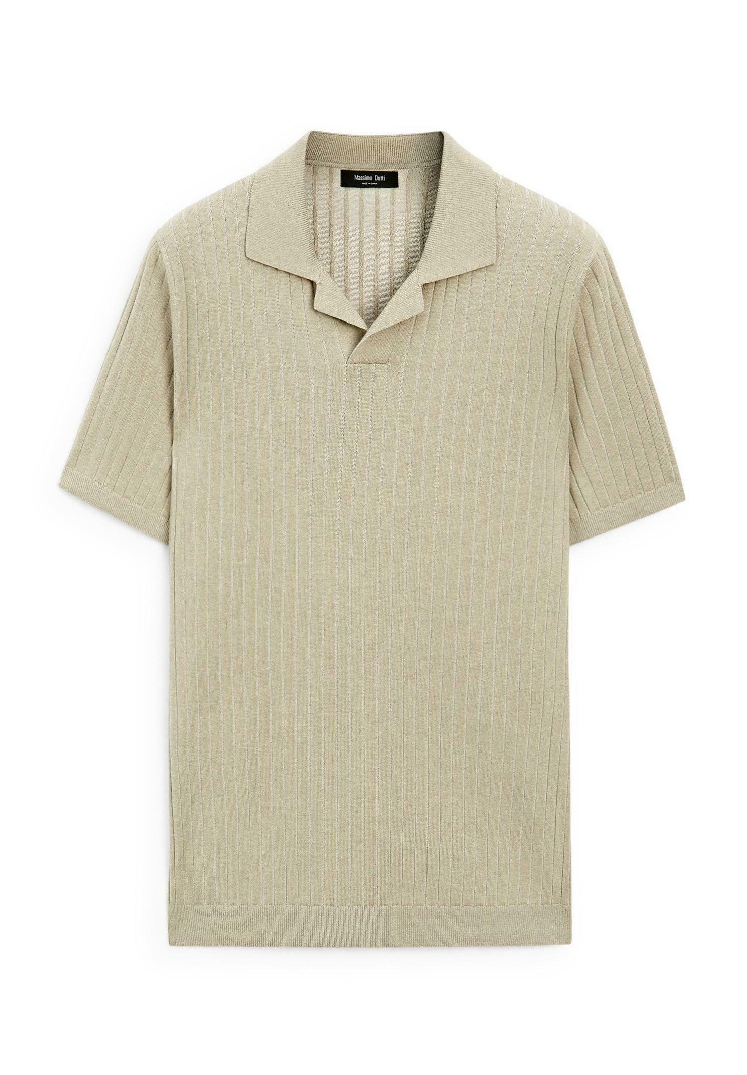 Massimo Dutti RIBBED SHORT SLEEVE - Polo shirt - beige