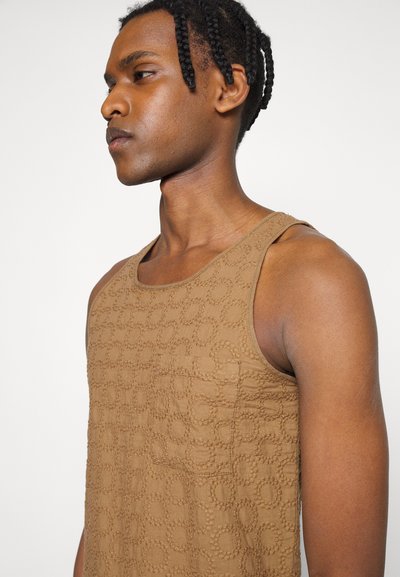 DAVID CATALAN CIRCLE EMBROIDERED SINGLET - Débardeur - caramel