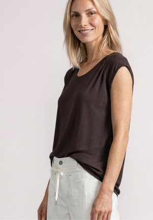 Street One, DROPPED SHOULDER SHIRT MIT ELASTIKSAUM - Blusa - black coffee