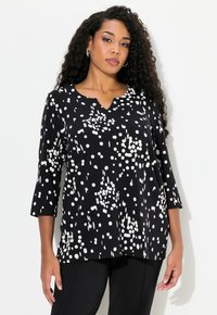 Ulla Popken POLKA DOT 3/4 SLEEVE SPLIT NECK czarny