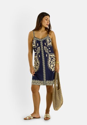 Grain de Malice, ROBE COURTE IMPRIMÉE À BRETELLES - Vestido informal - marine
