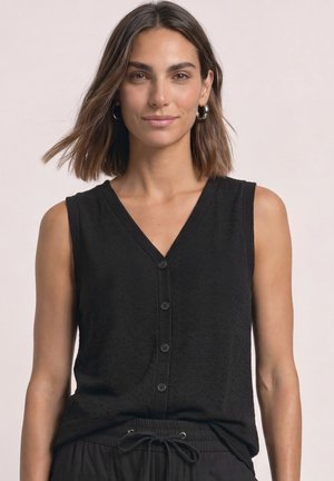 Street One, TOP WITH V-NECK AND DECORATIVE BUTTON PLACKET - Blouse - black