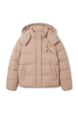 Calvin Klein Jeans, MATTE MONOLOGO SHORT PUFFER - Χειμωνιάτικο μπουφάν - crockery