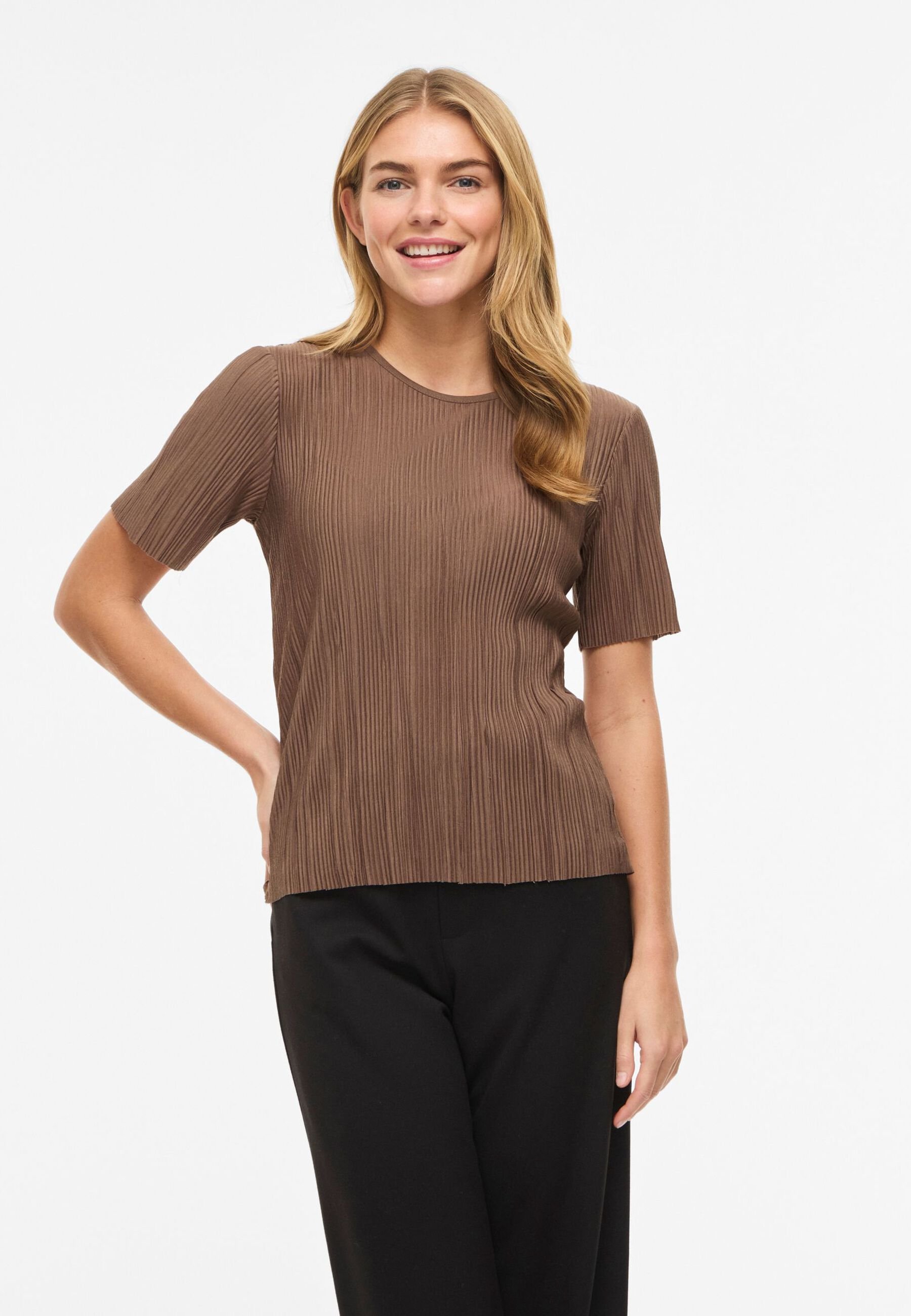 Vila Viplisa Top Donna Girocollo Maniche Corte In Jersey Elasticizzato, Nero, Taglio Normale - 4