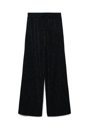 PALAZZO CON EFFETTO LUCCICANTE - Stoffhose - ultrablack