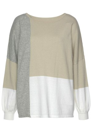 LASCANA Strickpullover - grau meliert creme beige
