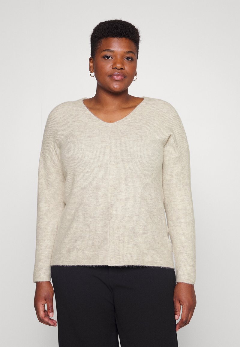 Vero Moda Curve VMCREWLEFILE V NECK BLOUSE - Sweter