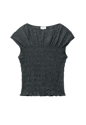 & OTHER STORIES, & OTHER STORIES SMOCKED BOATNECK TOP - Blouse - dark grey