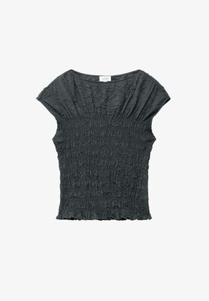 & OTHER STORIES, & OTHER STORIES SMOCKED BOATNECK TOP - Bluse - dark grey