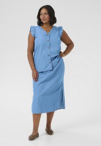 Kaffe Curve LOUISA - Denimová sukňa - medium blue chambray