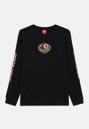 Black long-sleeve t-shirt made of cotton, featuring a gold circle logo with the number 8 and "Santa Cruz" text along the sleeves.
