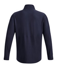 Chemise à manches longues bleu marine foncé avec un col montant, texture lisse et coupe droite, sans motifs ou accents visibles.
