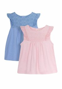 JoJo Maman Bébé - PRETTY EMBROIDERED 2-PACK  - REGULAR FIT - Žerzejové šaty - blue & pink Miniatura obrázku 1