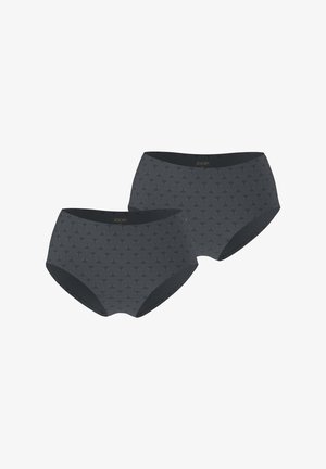 Dunkelgraue, hoch sitzende Slips mit dezentem Muster und Logo am Bund. Weiches Material und elastische Abschlüsse für Komfort und Passform.