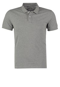 Harmaa poolopaita, joka on valmistettu teksturoidusta puuvillakankaasta. Siinä on kaulus, kaksinappinen nappilista ja lyhyet hihat. Klassinen rento malli.