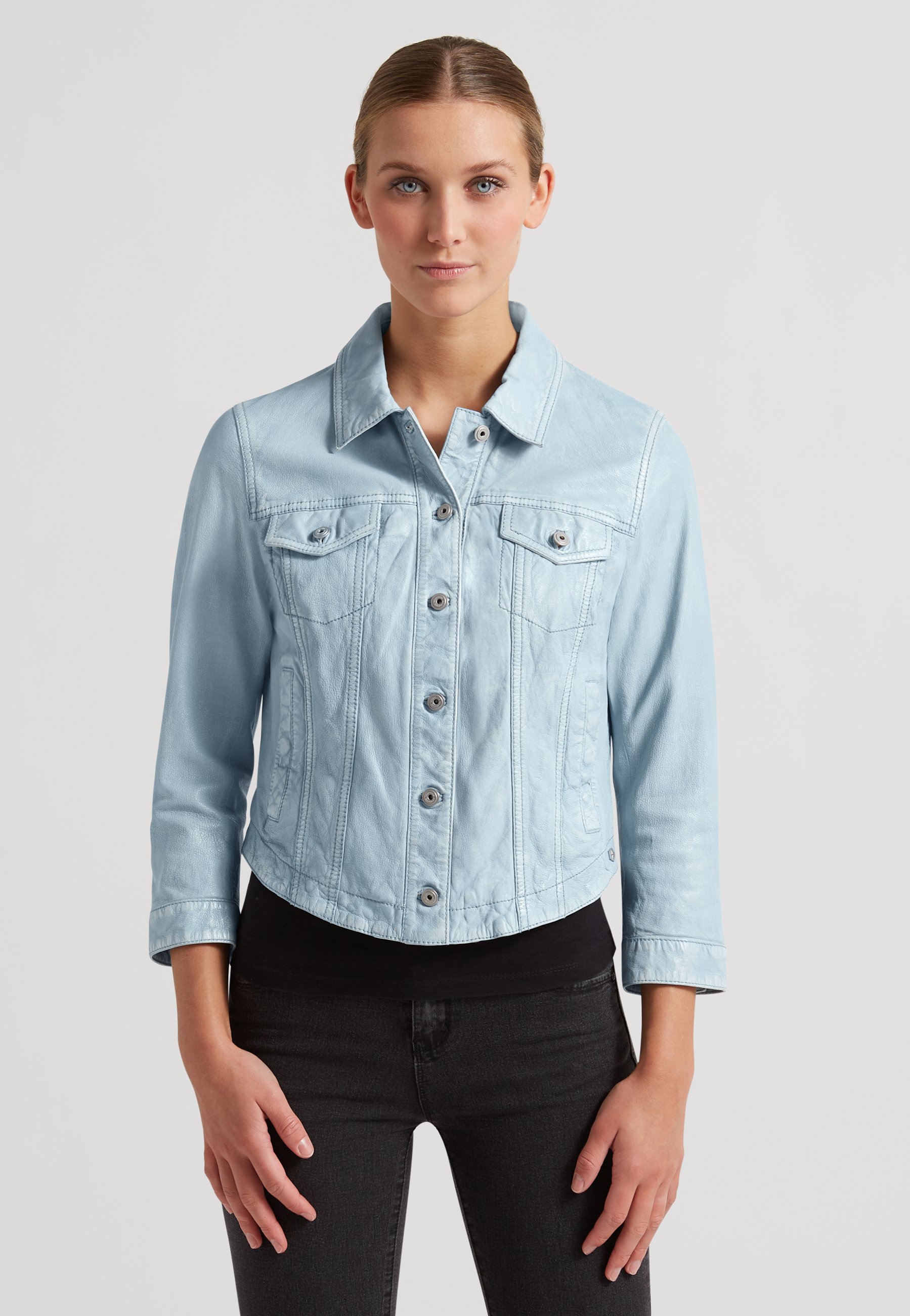Milestone MSKAIRI - Lederjacke - hellblau/blau - Zalando.de 