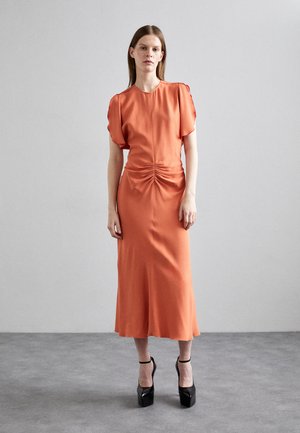 GATHERED WAIST MIDI DRESS - Day dress - papaya