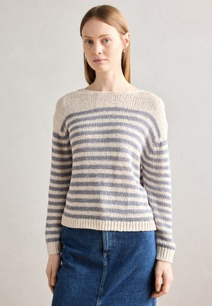 Marc O'Polo LONGSLEEVE BOAT NECK - Neule - natural/blue