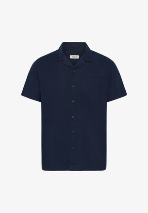 Námořnická košile s krátkým rukávem, s límcem typu camp, na knoflíky, jednou náprsní kapsou a texturovanou látkou.