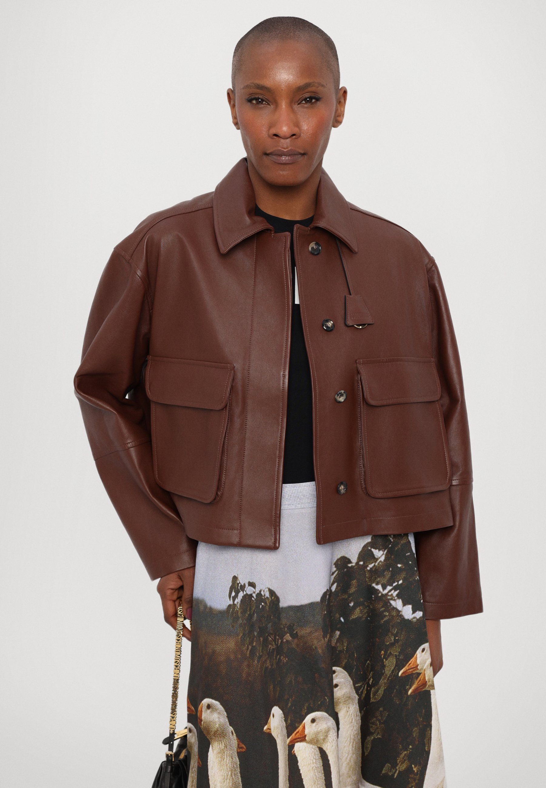 MOSCHINO - Kurtka skórzana/beżowy - Zalando.pl