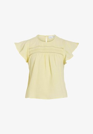 VILA, OBERTEIL MIT ANGESCHNITTENEN ÄRMELN VIMULE RUNDHALS - Bluză - pastel yellow