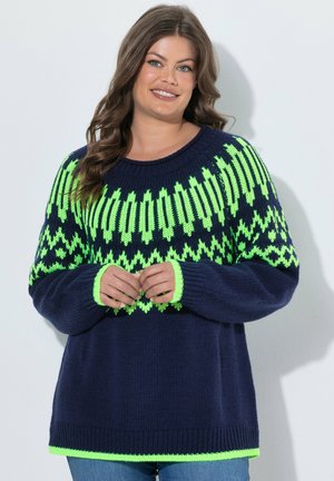 LAURASØN CONTRAST COLOR ALPINE STRIPE LONG SLEEVE SWEATER - Trui - navy blue