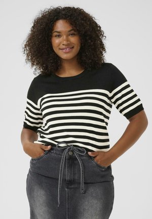 Kaffe Curve LIZZY STRIPED - Triko s potiskem - black turtledove half stripe