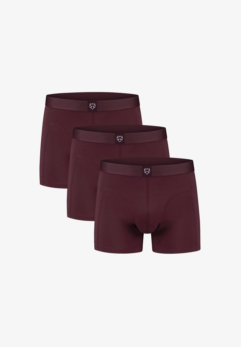 Bordo bokserid, kolme komplekti, pehme vööni ja logoga. Kujundatud mugava istuvuse ja siledusena.