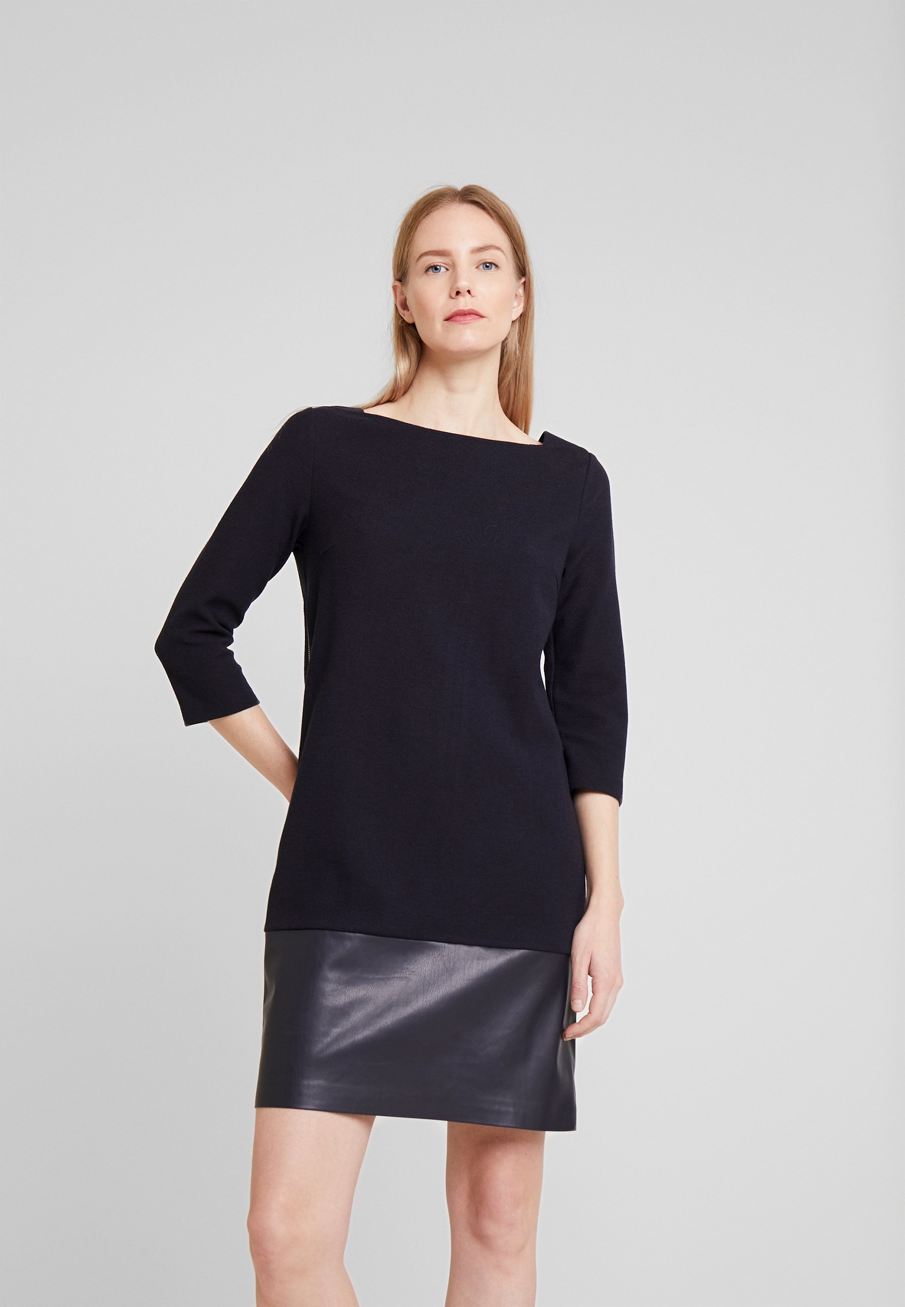 olyie leather and zip detail dress