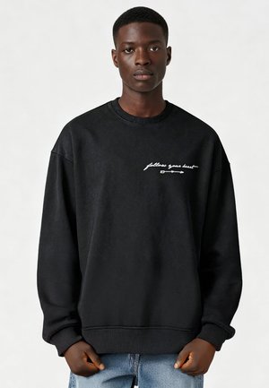 FOLLOW YOUR HEART EMBROIDERY UNISEX - Felpa - washed black