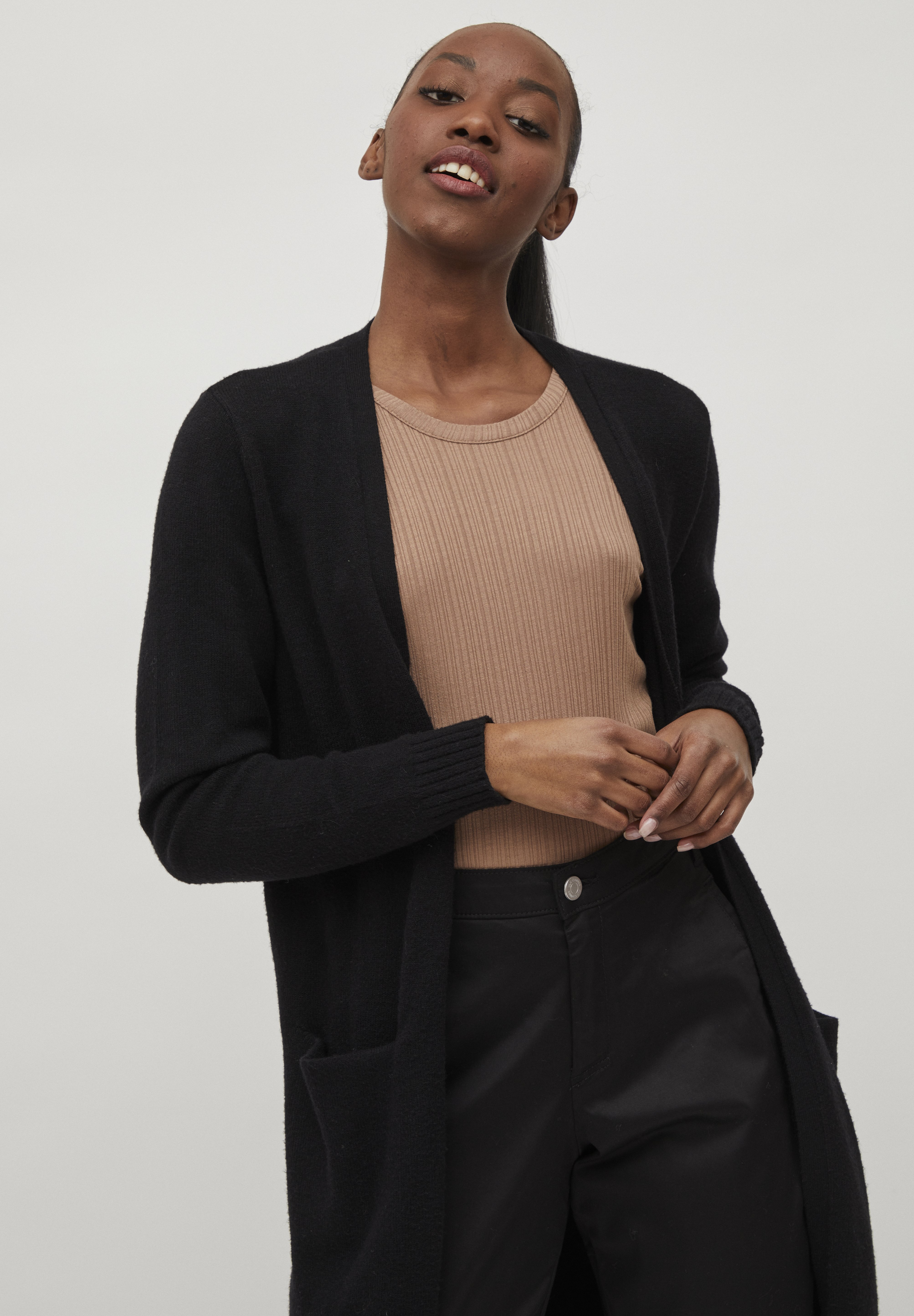 VILA VIRIL LONG CARDIGAN - Vest - black/zwart - Zalando.nl