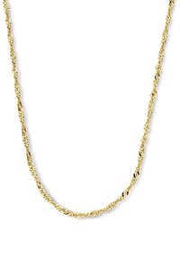 Collier en chaîne torsadée en or au design élancé. Présente une surface texturée et des maillons qui forment un motif en spirale.