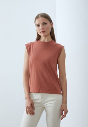 Tricou cu imprimeu - cognac
