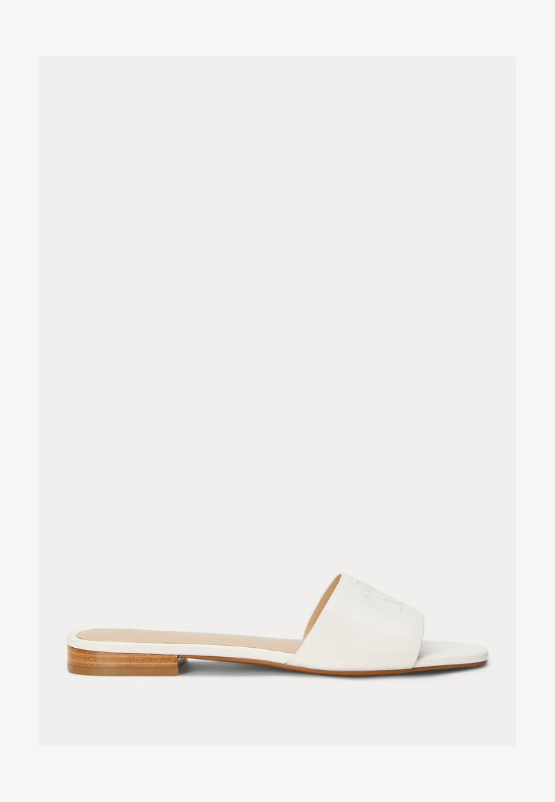 Lauren Ralph Lauren EVERLEY NAPPA LEATHER SLIDE SANDAL - Matalakantaiset pistokkaat - soft white