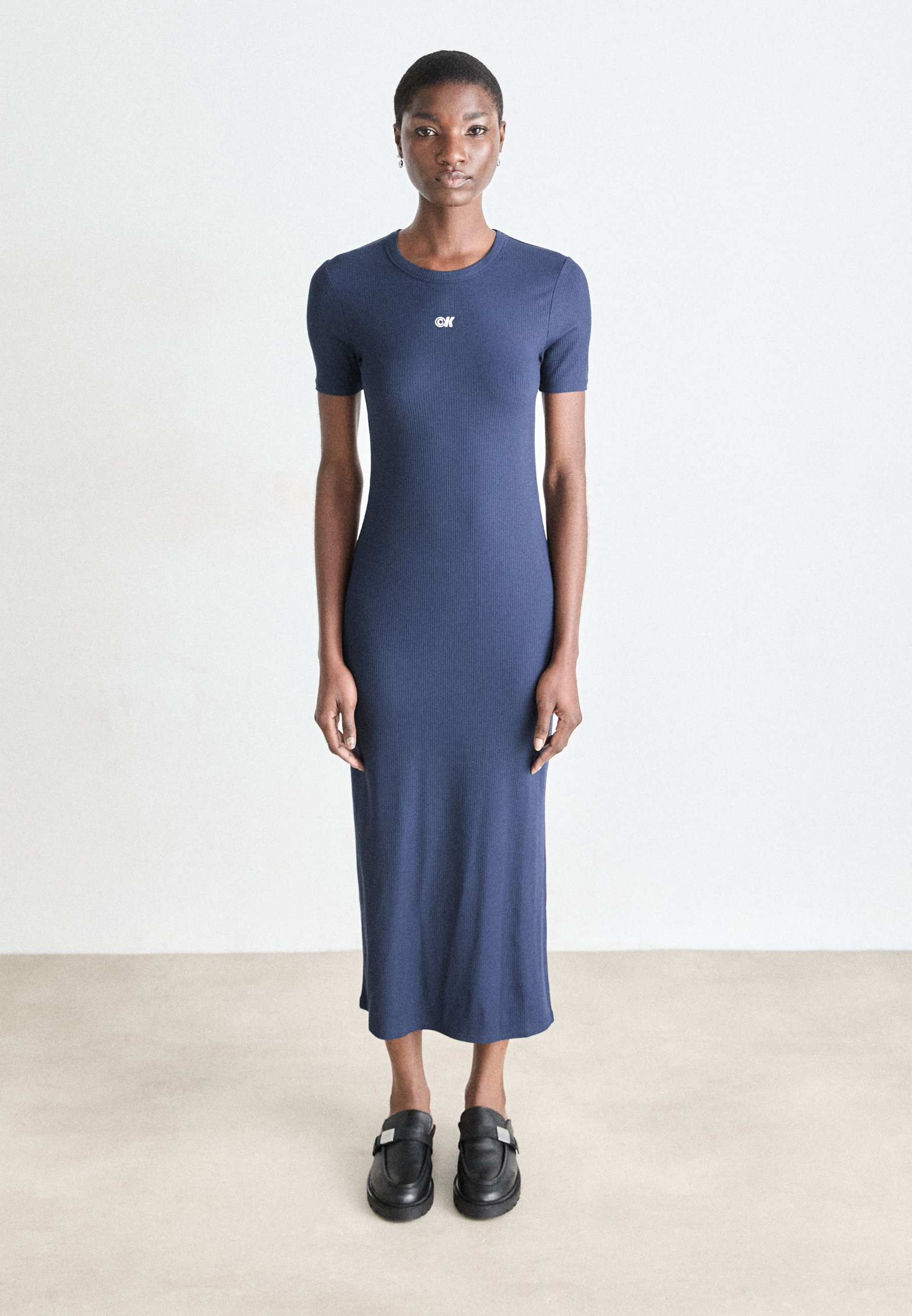 calvin klein long navy dress Shirt Calvin Klein Navy Blue Long Dress Calvin Klein Jeans Jersey Dress  Dark Sapphire/dark Blue
