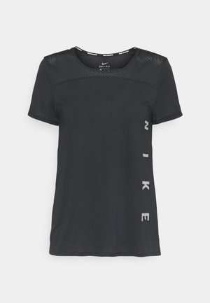 RUN MILER - T-shirt con stampa - black/particle grey/silver