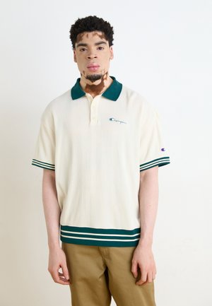 COLLEGE TEXTURED WITH COLLAR - Poloskjorter - offwhite/dunkelgrün