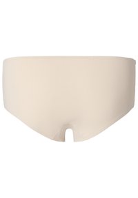 Beige sömlös trosa med en mjuk textur och en låg midja. Har en utskärning i ryggen för extra komfort.
