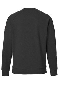 Dunkelgrauer Sweater mit langen Raglanärmeln, rundem Halsausschnitt und gerippten Bündchen. Aus strukturiertem Stoff mit einem schlichten Design gefertigt.