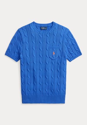 CABLE-KNIT COTTON SHORT-SLEEVE SWEATER - Strikkegenser - blue