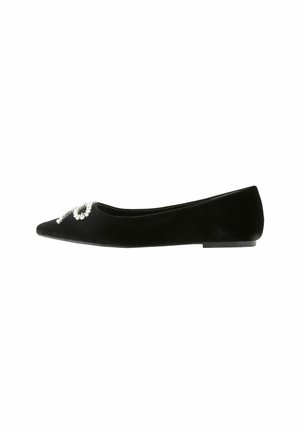 REGULAR FIT - FOREVER COMFORT POINTED TOE JEWELLED BOW  - Balerini - new black satin