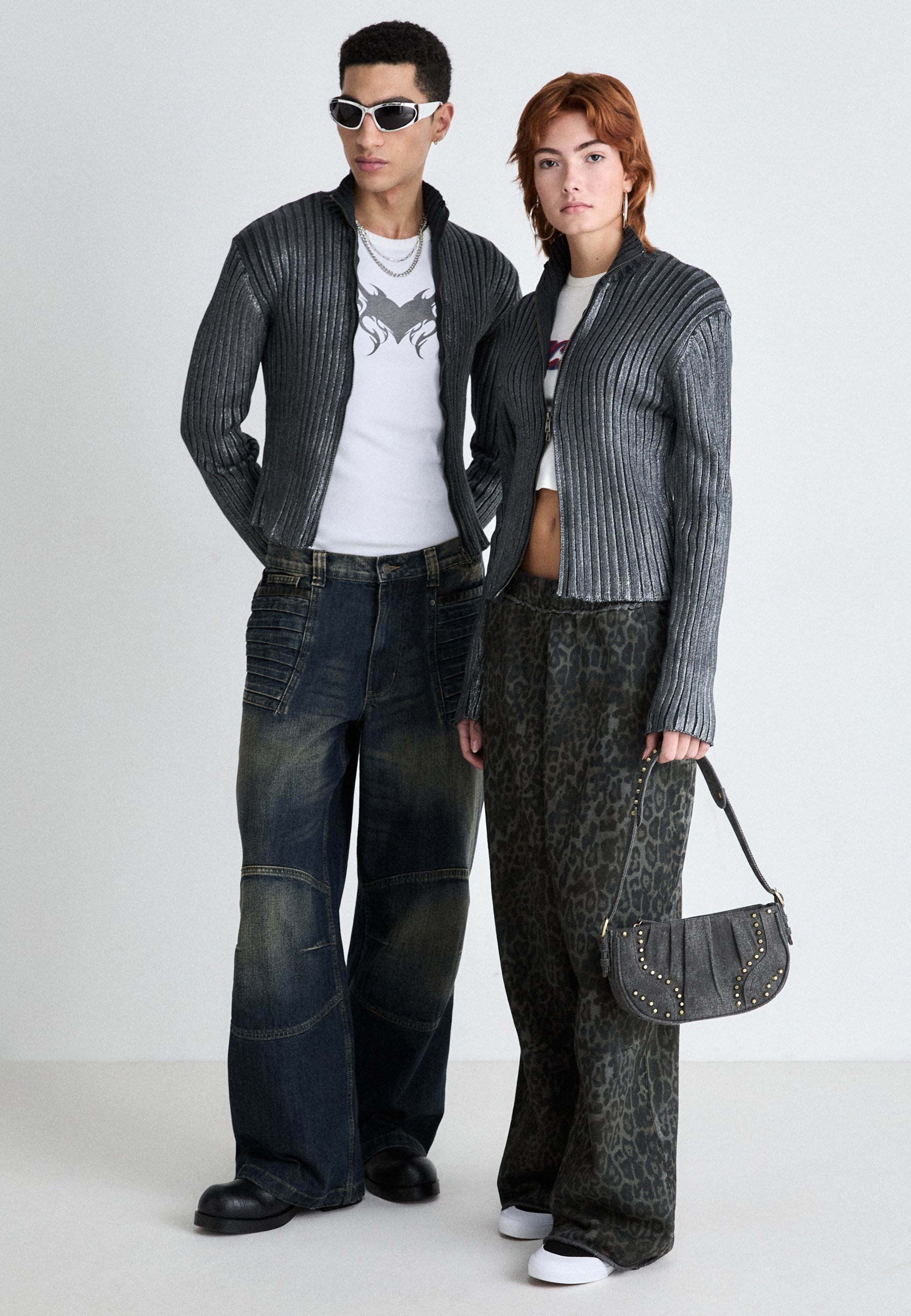 【Jaded London】Foil Lucid Knit ドライバーズニット Jaded London FOIL LUCID UNISEX - Cardigan - grey - Zalando.co.uk