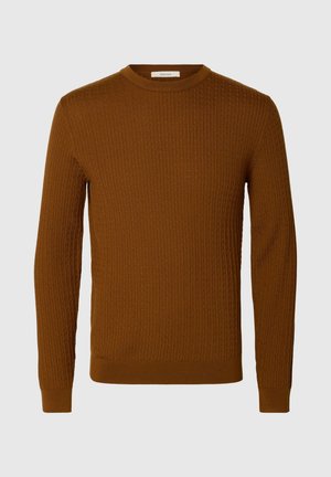 Selected, SLMTRAY LS KNIT MERINO CABLE CREW NOOS - Πουλόβερ - monks robe