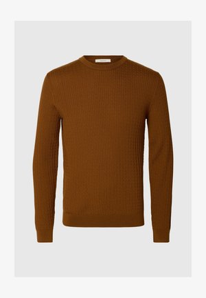 Selected, SLMTRAY LS KNIT MERINO CABLE CREW NOOS - Πουλόβερ - monks robe
