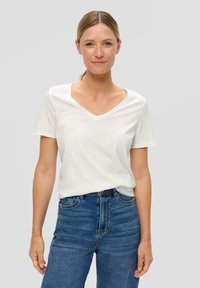 s.Oliver MIT FLAMMGARNSTRUKTUR - T-Shirt basic - creme