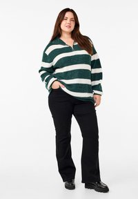 Zizzi FLASH MIT HOHEM KRAGEN UND REISSVERSCHLUSS - Džemperis - sea m mel stripe